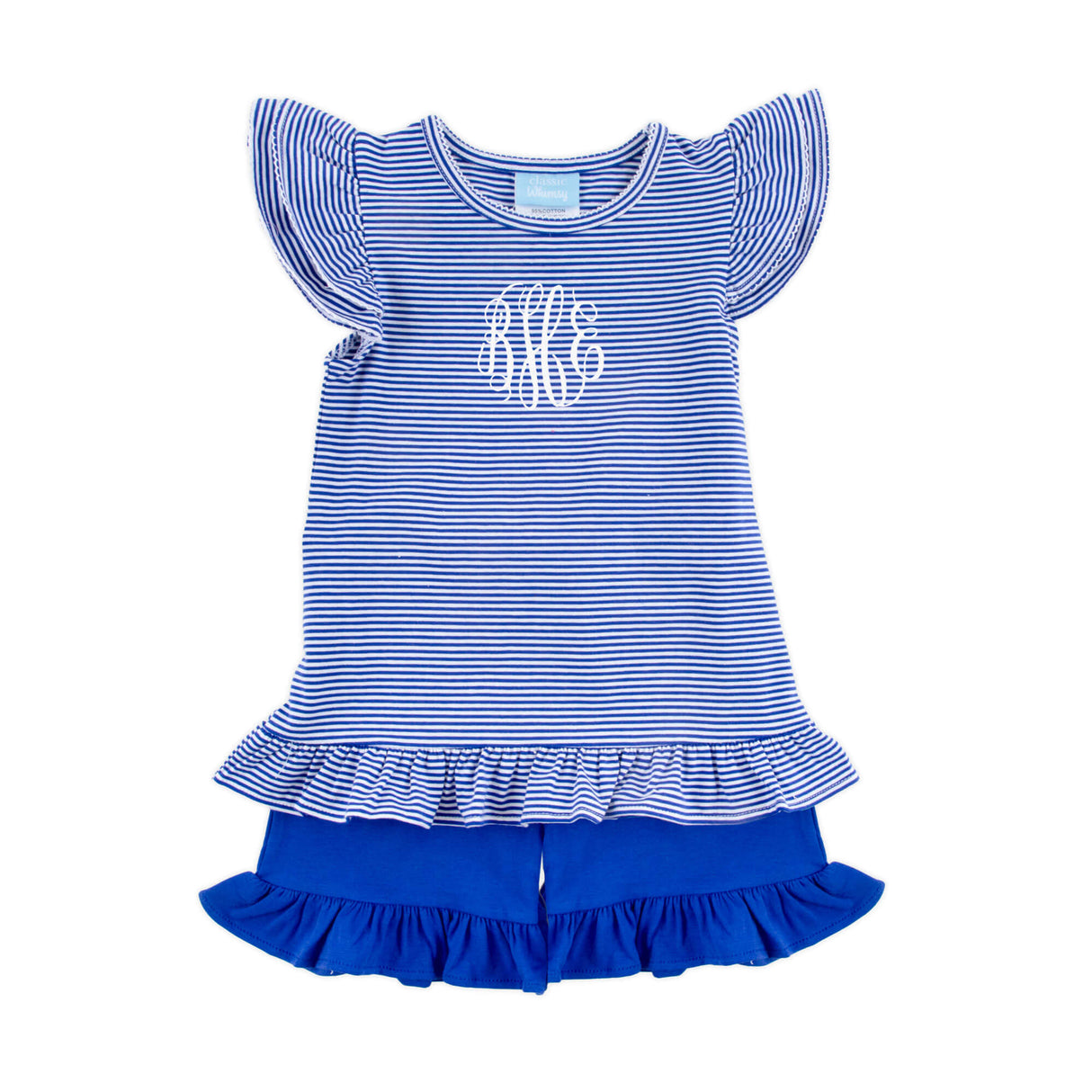 Milly Stripe Ruffle Short Set Royal