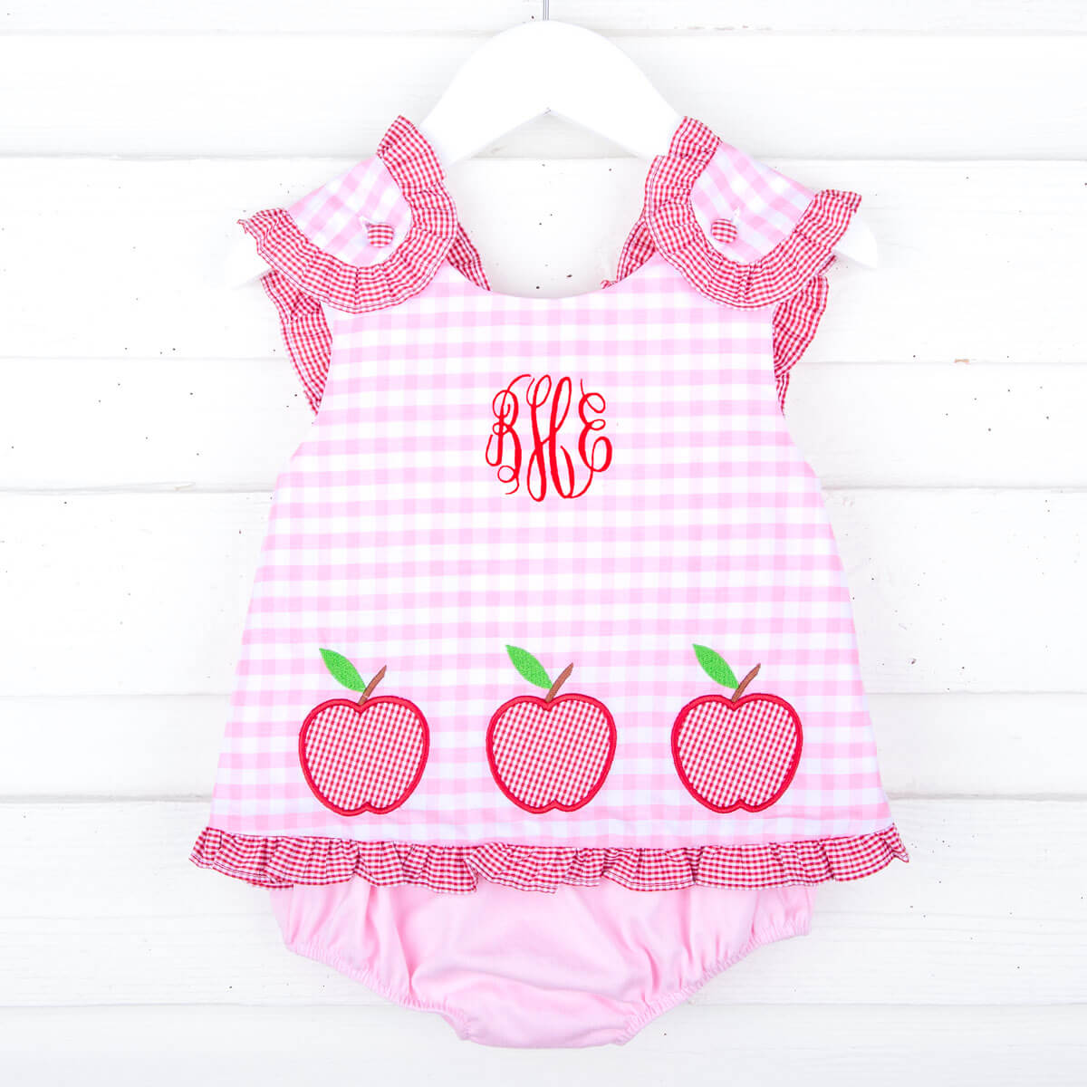 Apple Light Pink Gingham Popover Set