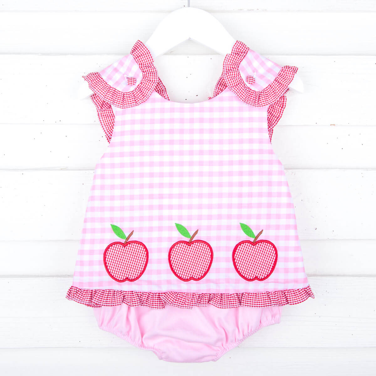 Apple Light Pink Gingham Popover Set
