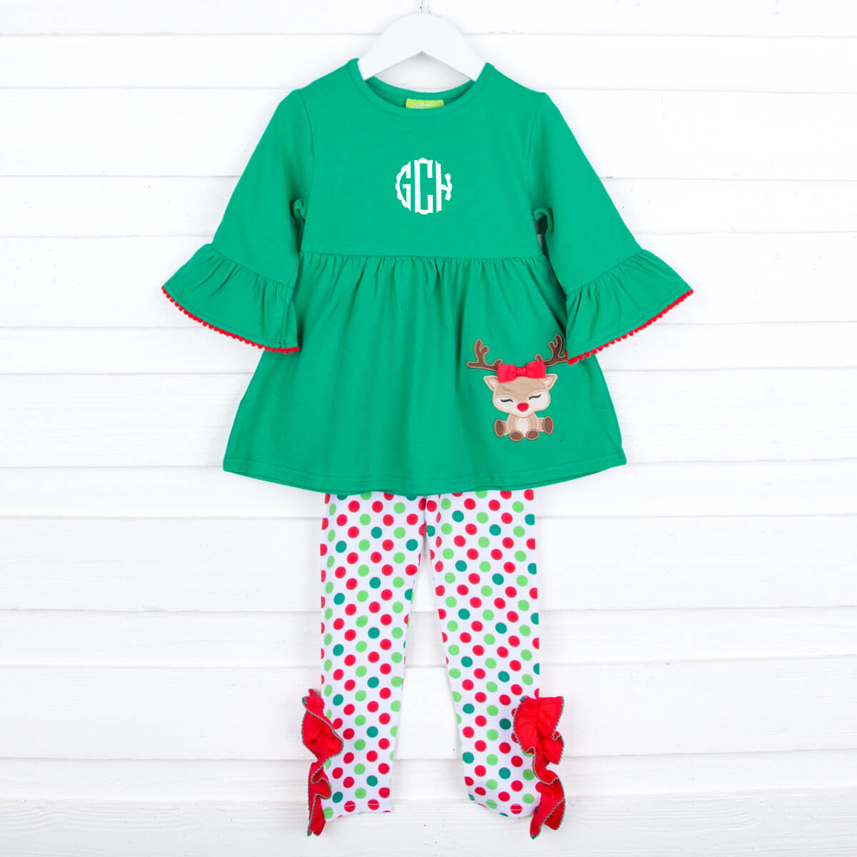 Dashing Reindeer Polka Dot Sophia Legging Set