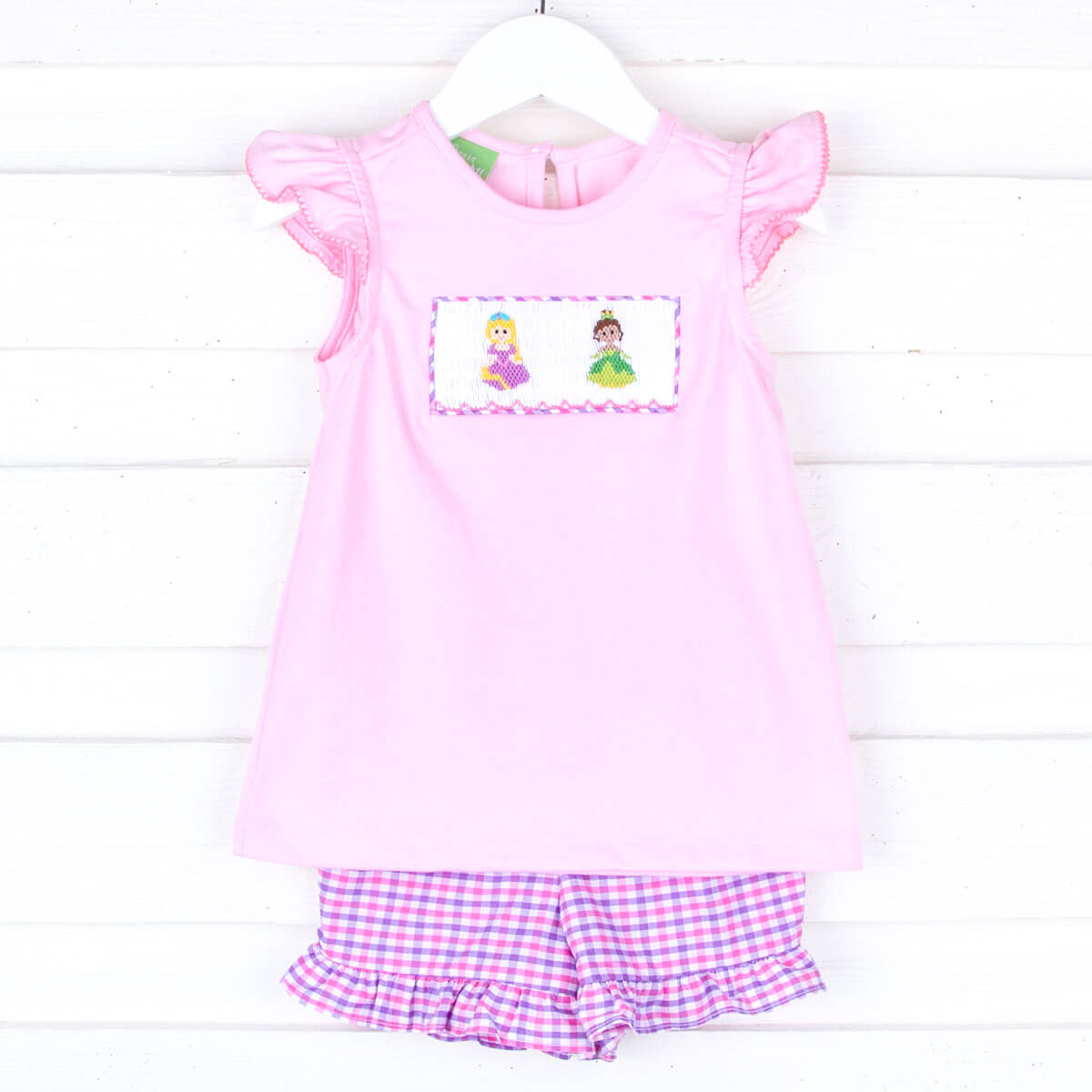 Princess Friends Smocked Pink and Purple Short Set