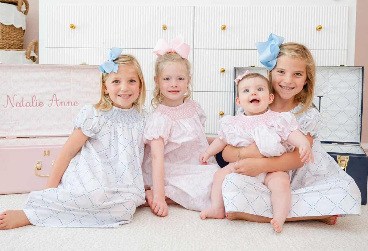 Bella's Bows Pink & White Smocked Bubble
