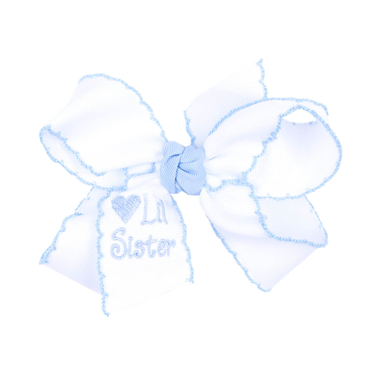 Lil Sister Embroidered Medium Knotted Bow