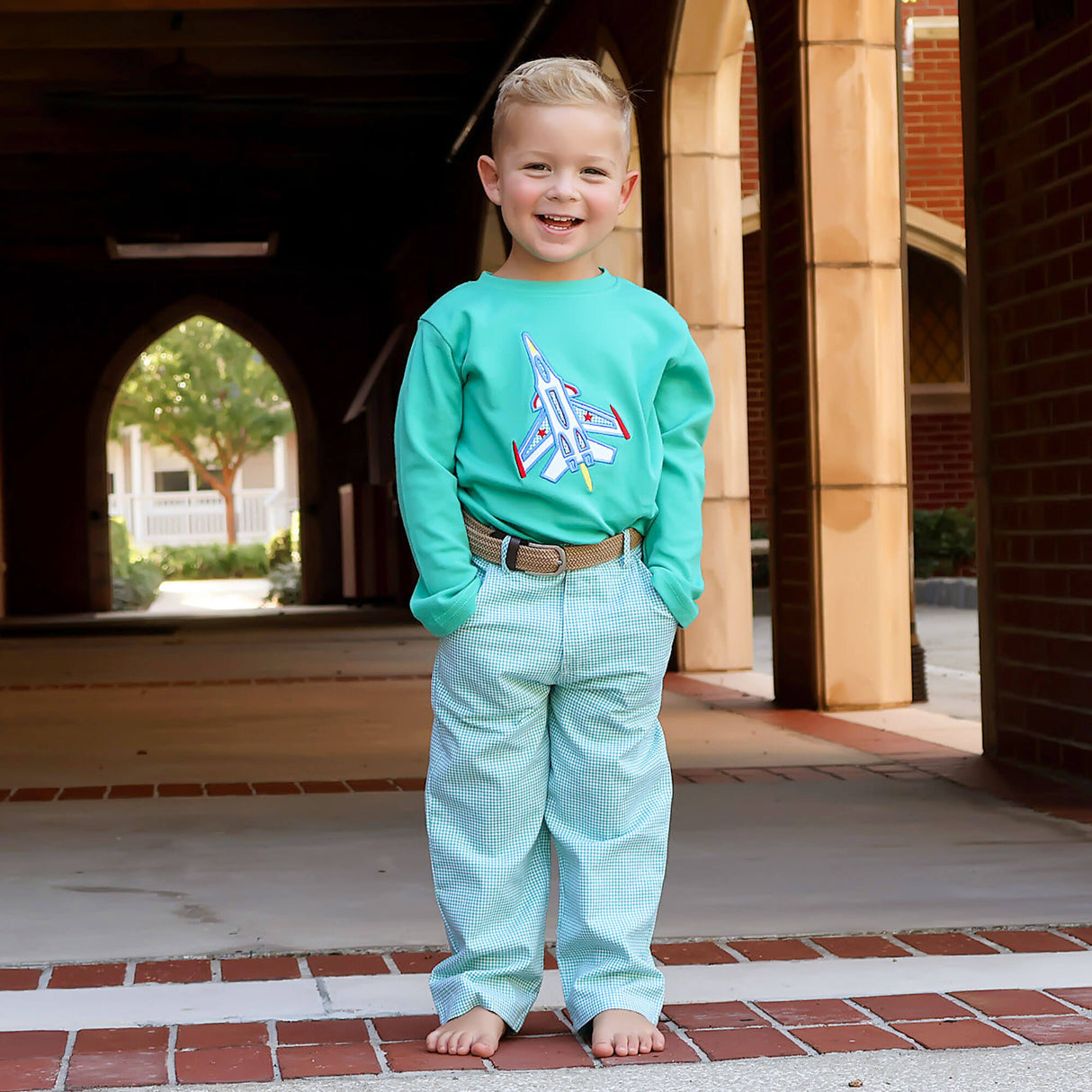 Mint Green Gingham Standard Pants
