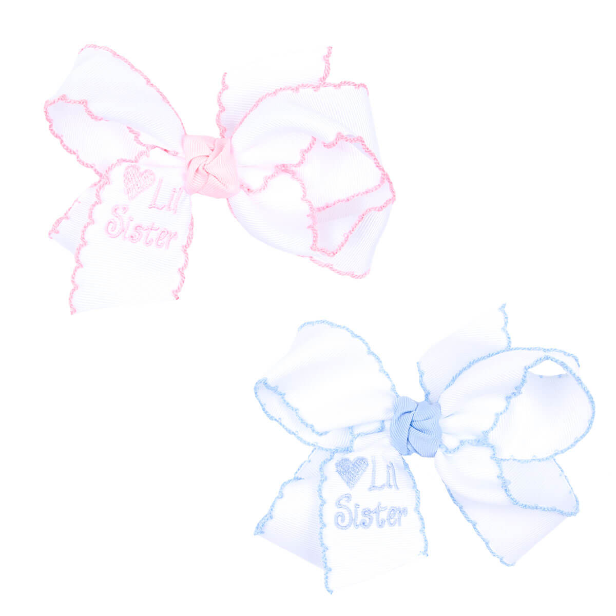 Lil Sister Embroidered Medium Knotted Bow