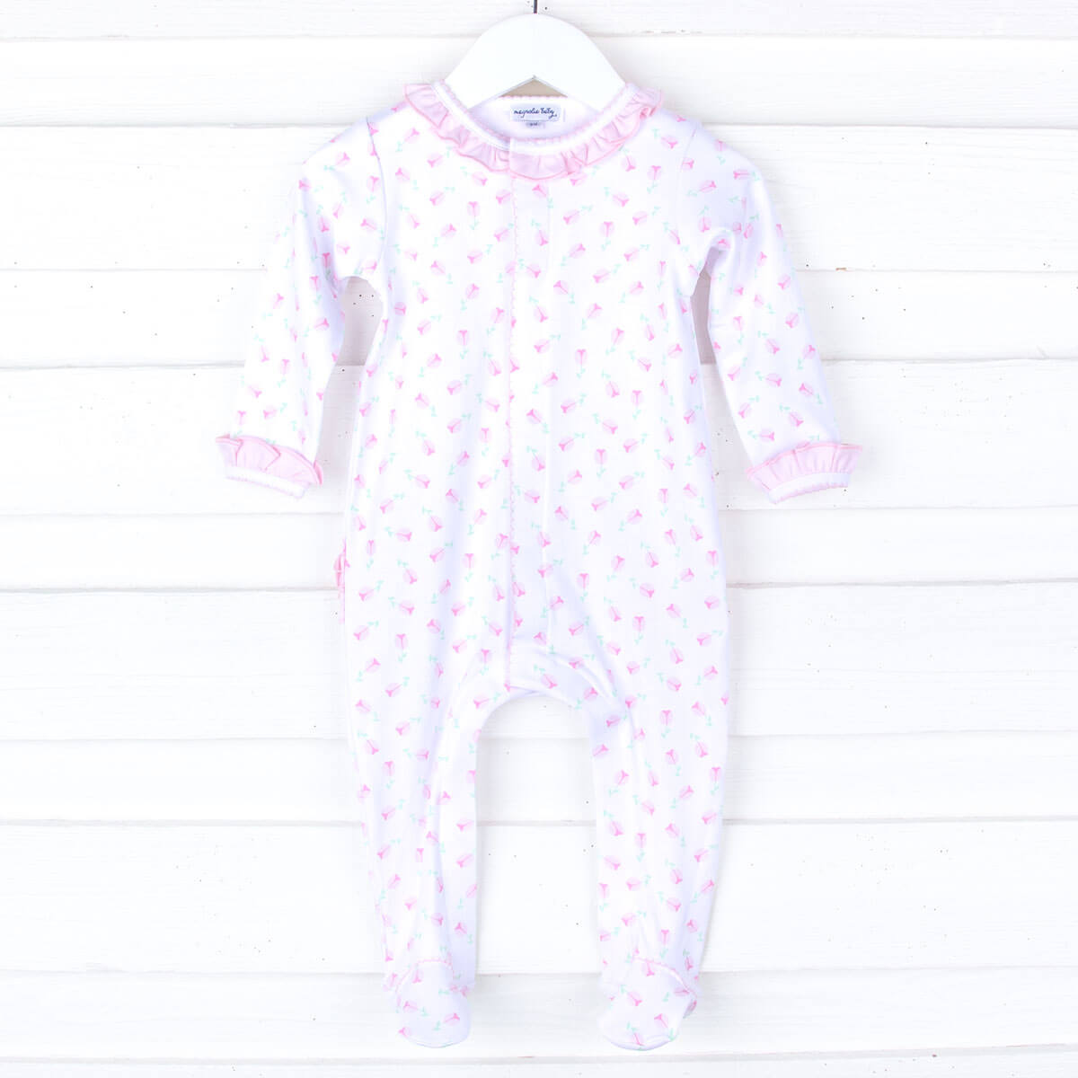 Tessa's Classic Floral Pink Ruffle Footie