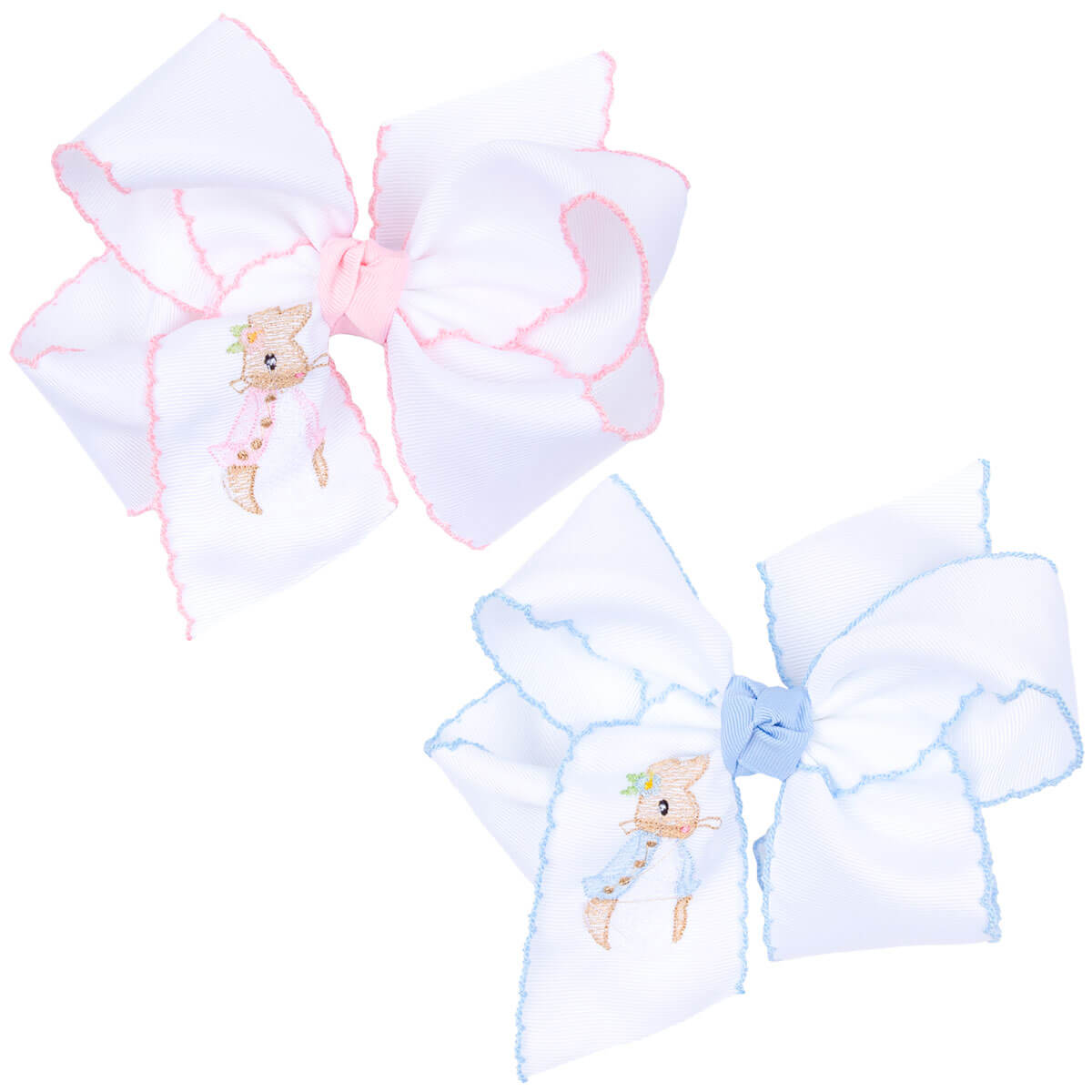 Storybook Rabbit Embroidered King Knotted Bow