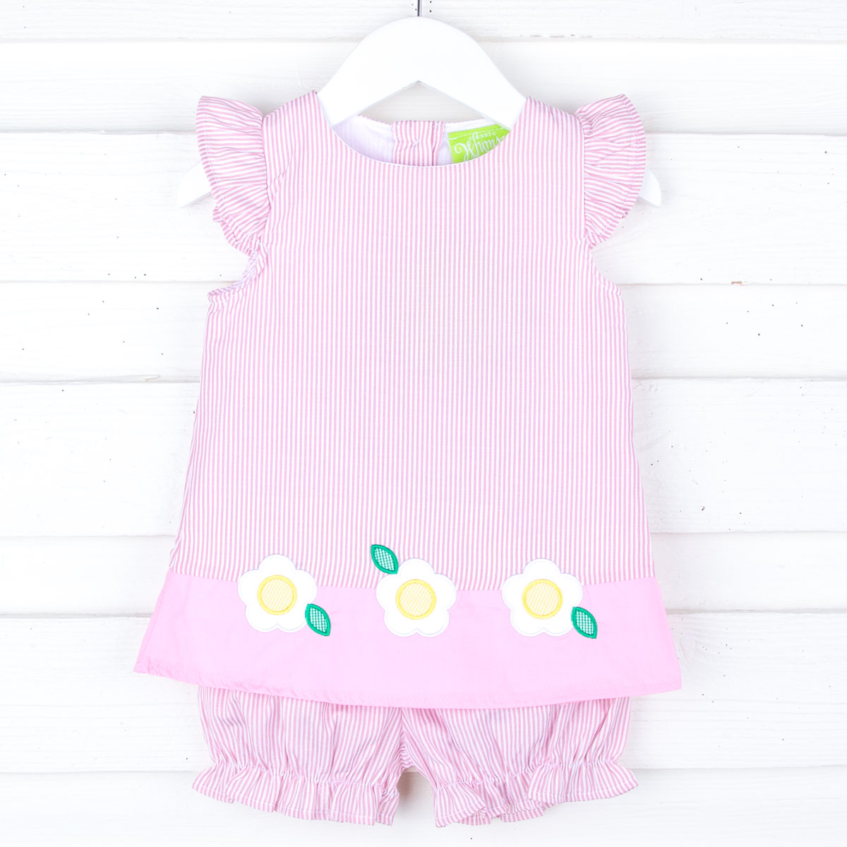 Daisy Pink Stripe Emery Bloomer Set