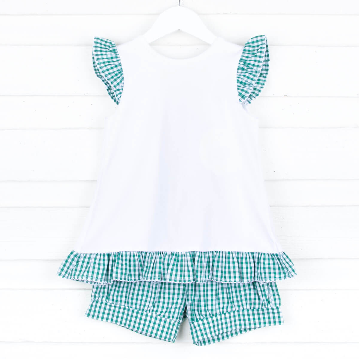 Green Gingham Tie Back Short Set