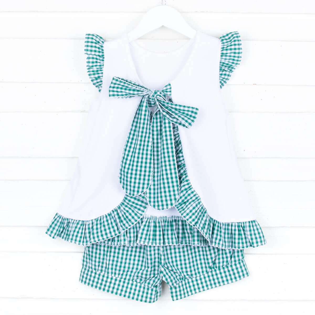 Green Gingham Tie Back Short Set