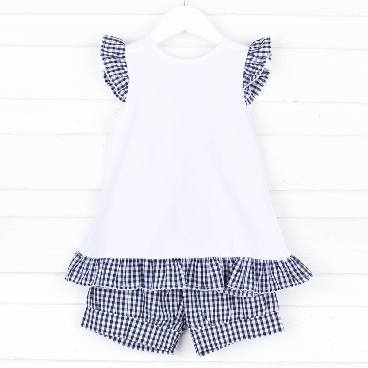 Black Gingham Tie Back Short Set