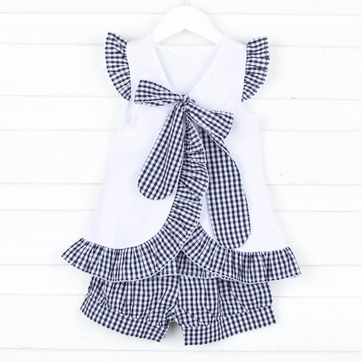 Black Gingham Tie Back Short Set
