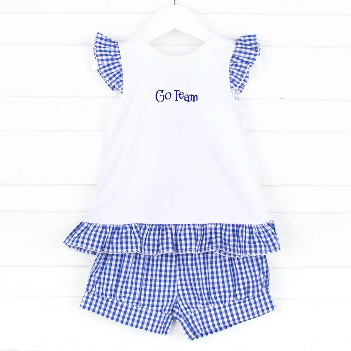 Navy Blue Gingham Tie Back Short Set