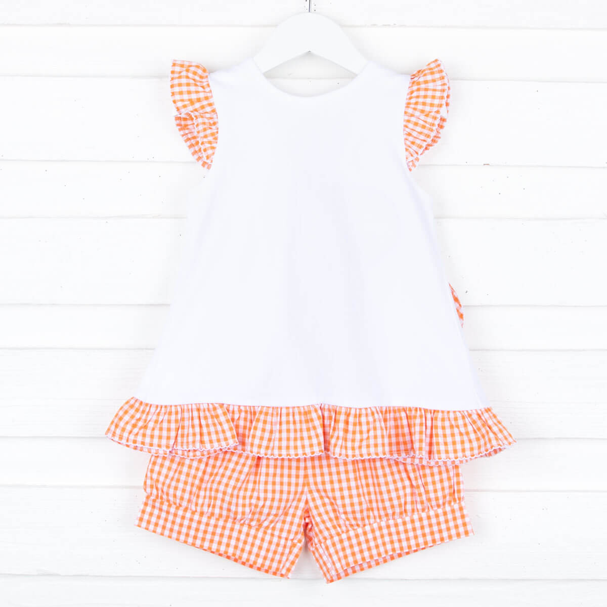 Orange Gingham Tie Back Short Set