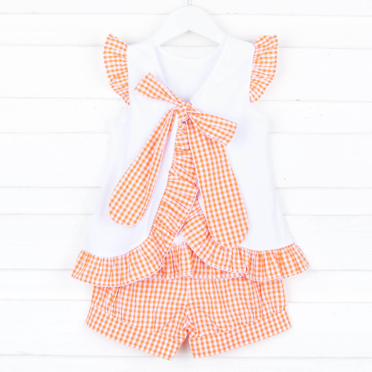 Orange Gingham Tie Back Short Set