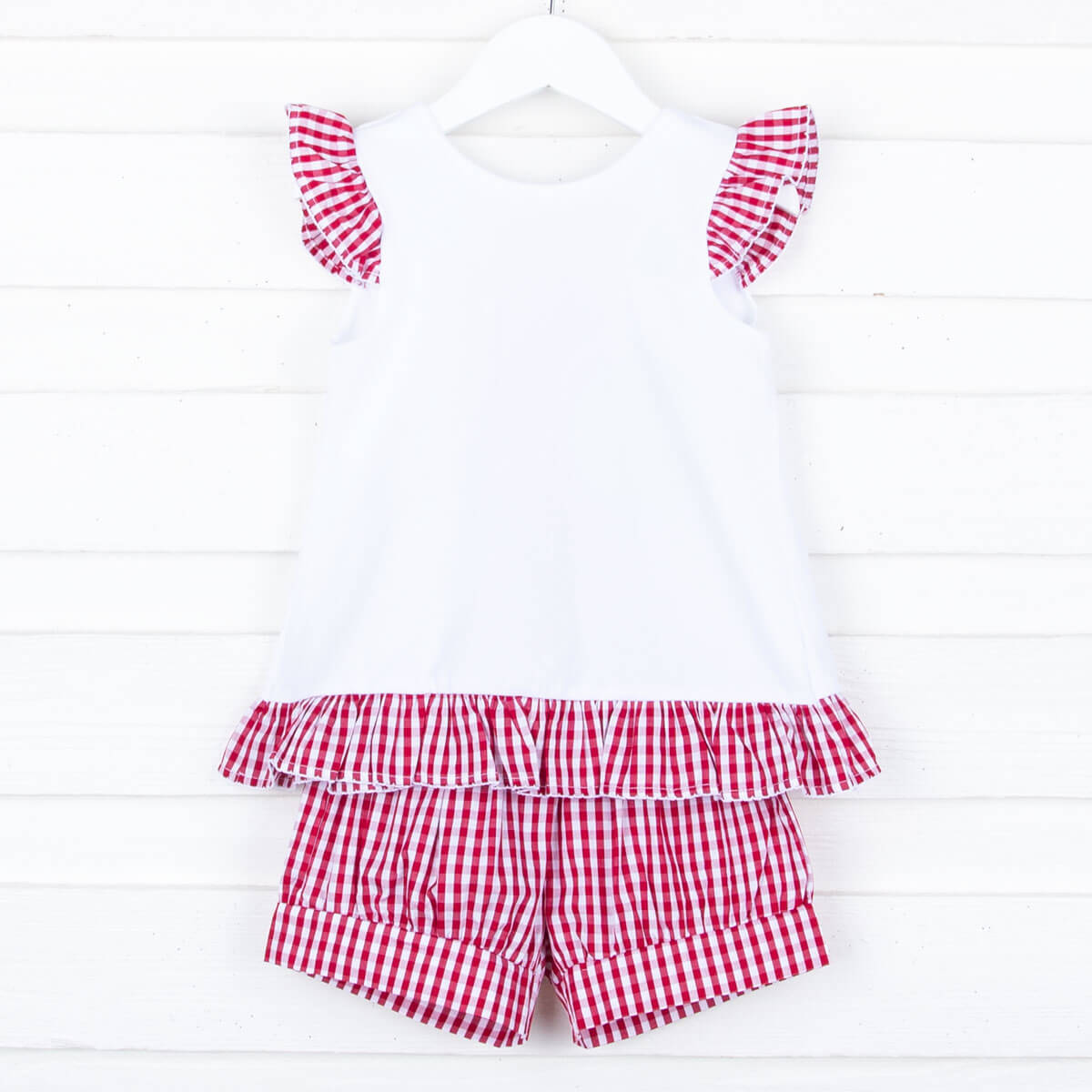 Maroon Gingham Tie Back Short Set