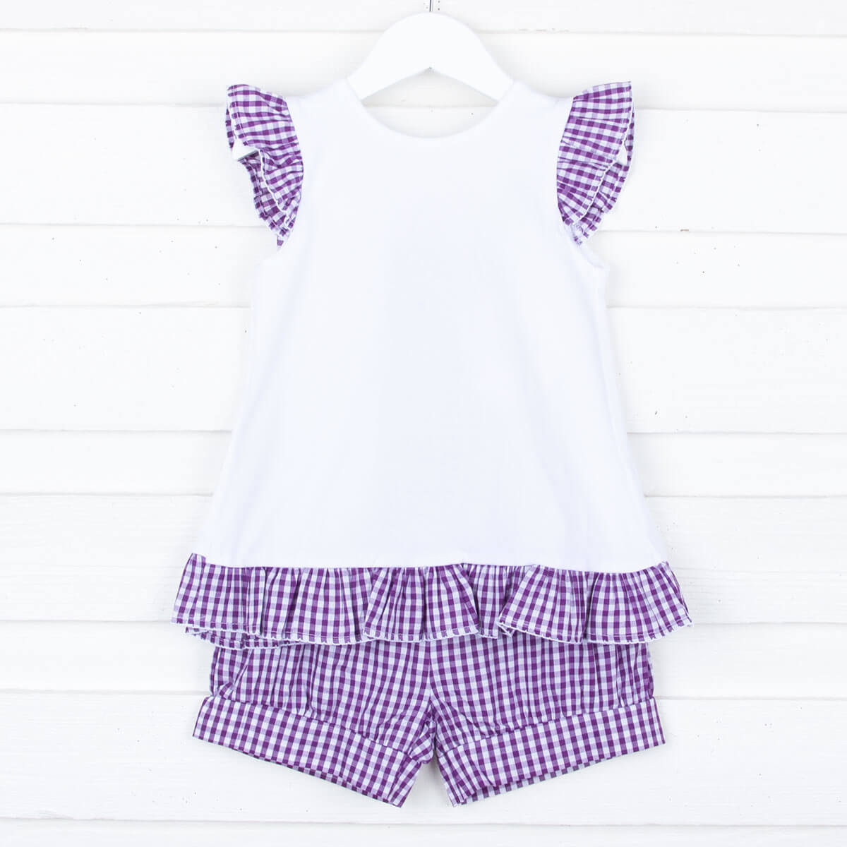 Purple Gingham Tie Back Short Set