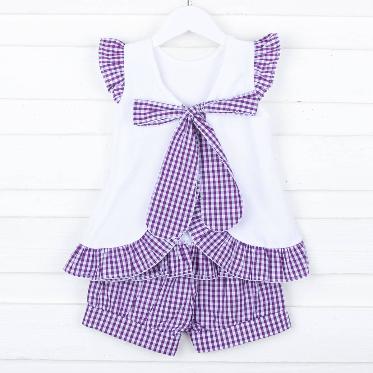 Purple Gingham Tie Back Short Set