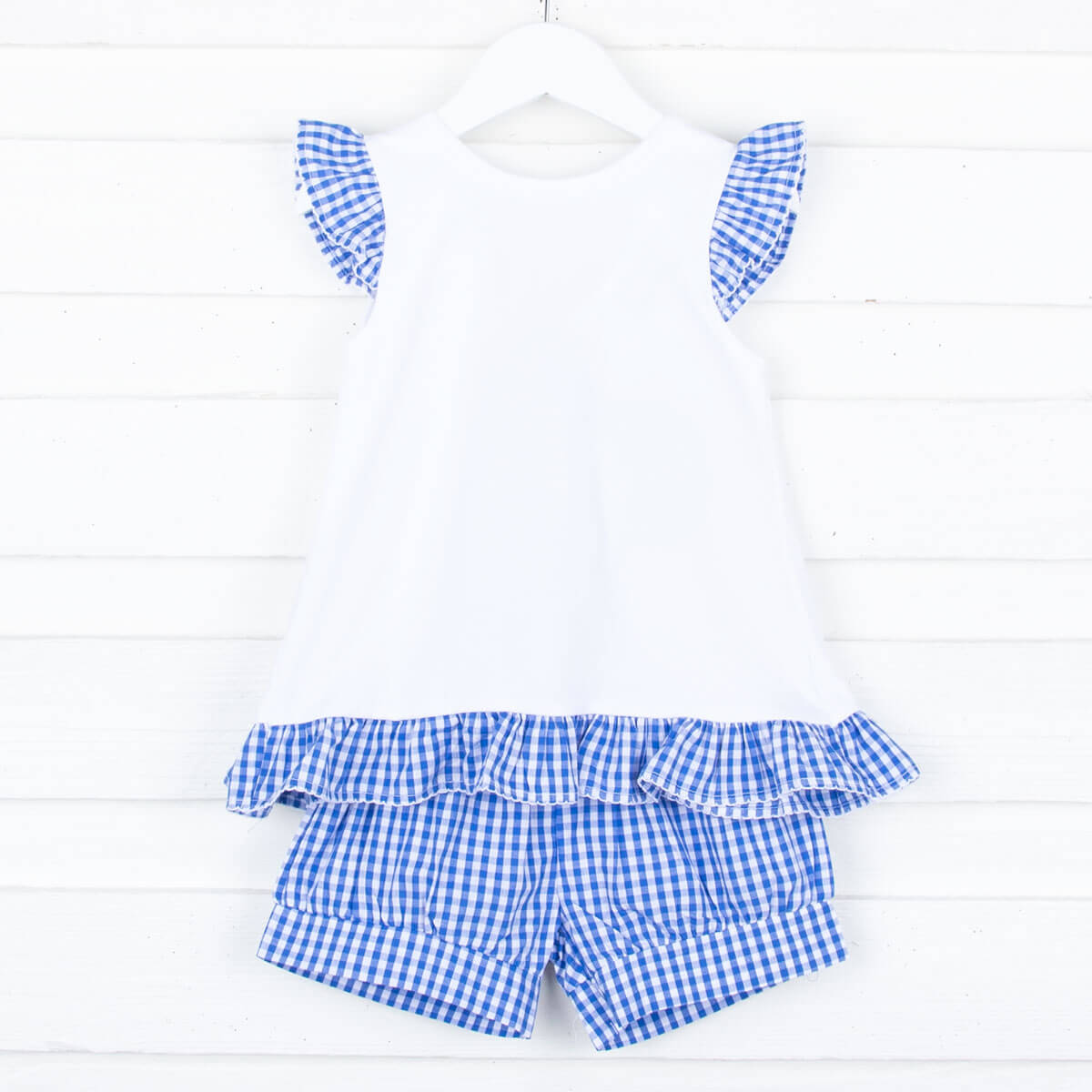 Royal Blue Gingham Tie Back Short Set