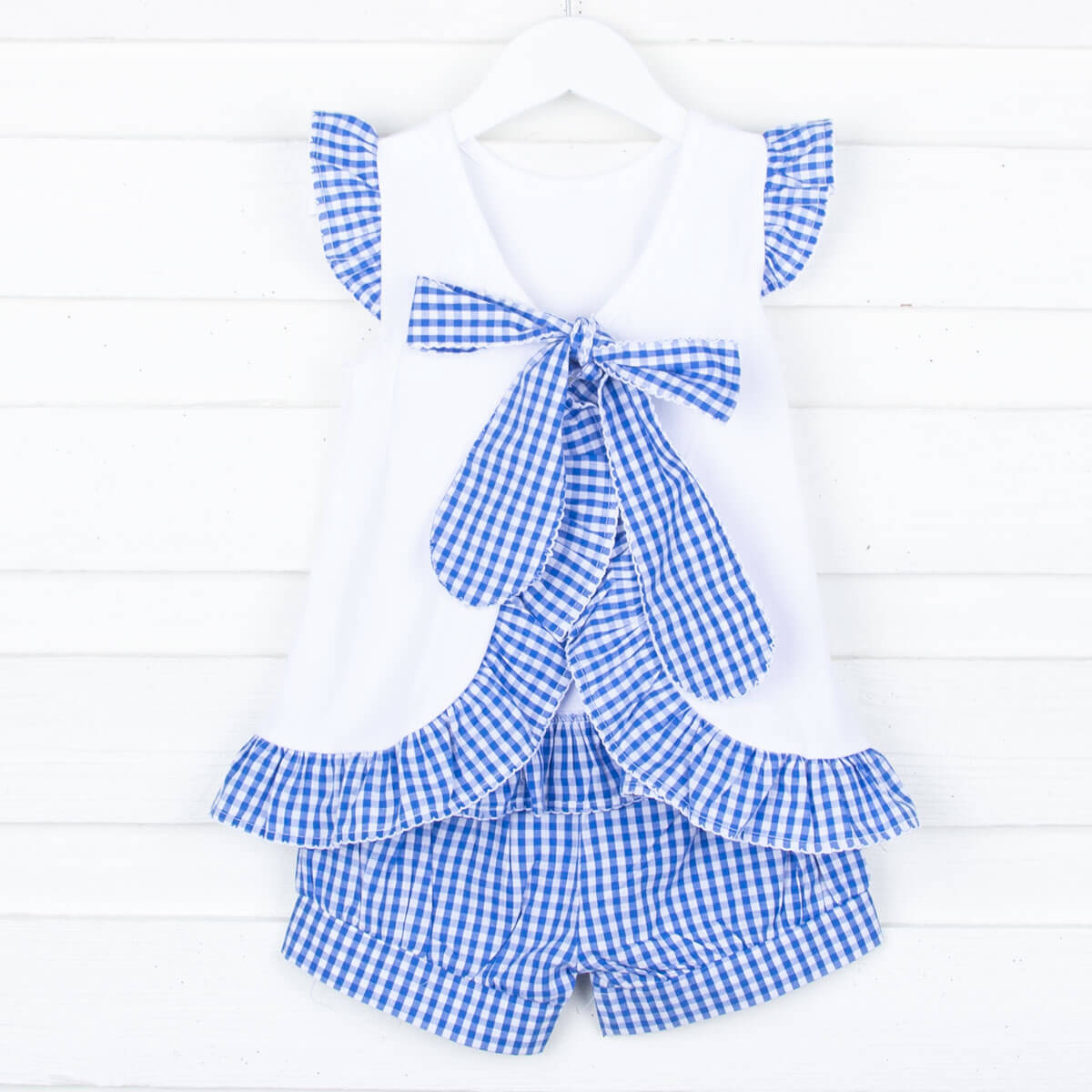 Royal Blue Gingham Tie Back Short Set