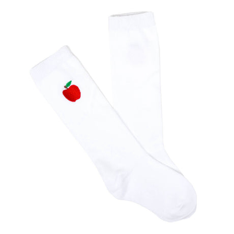 Apple Embroidered Knee High Socks