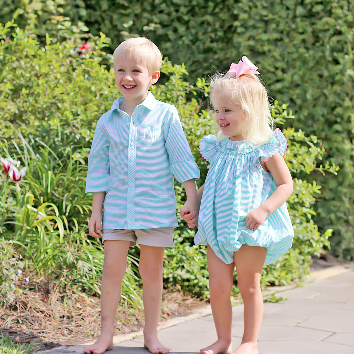 Green Seersucker Stripe Button Down Shirt