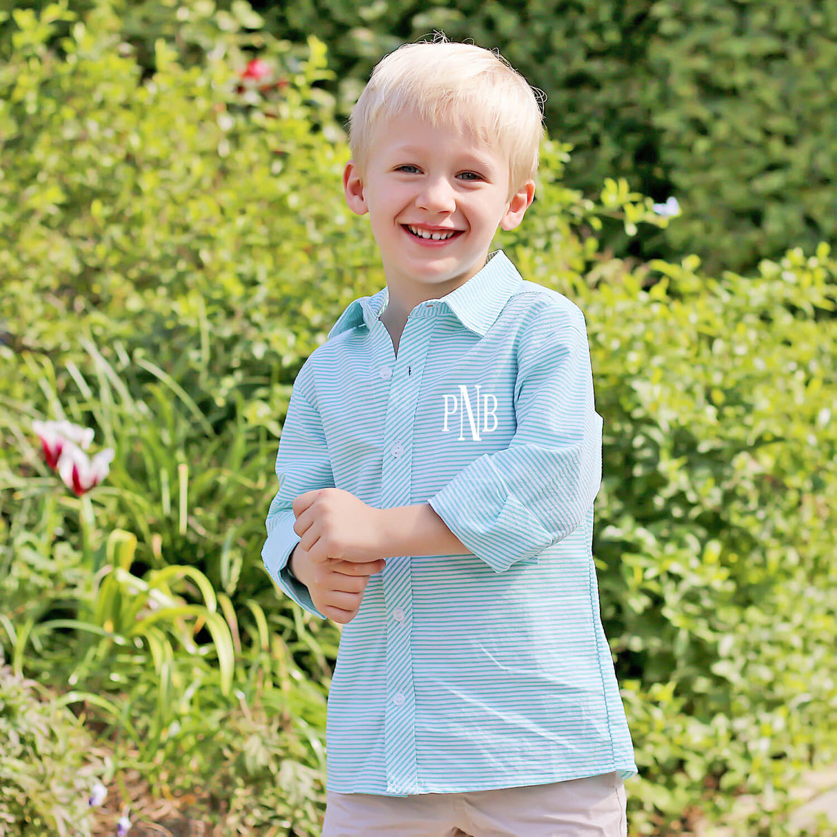 Green Seersucker Stripe Button Down Shirt