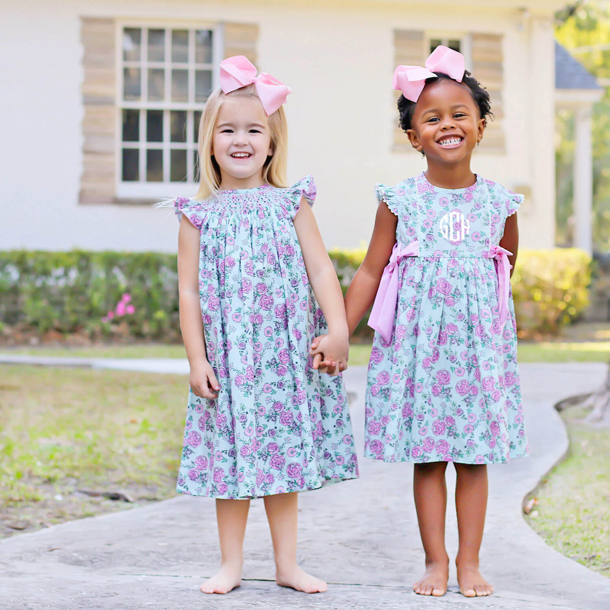 Flower Child Pink Smocked Angel Sleeve Dress