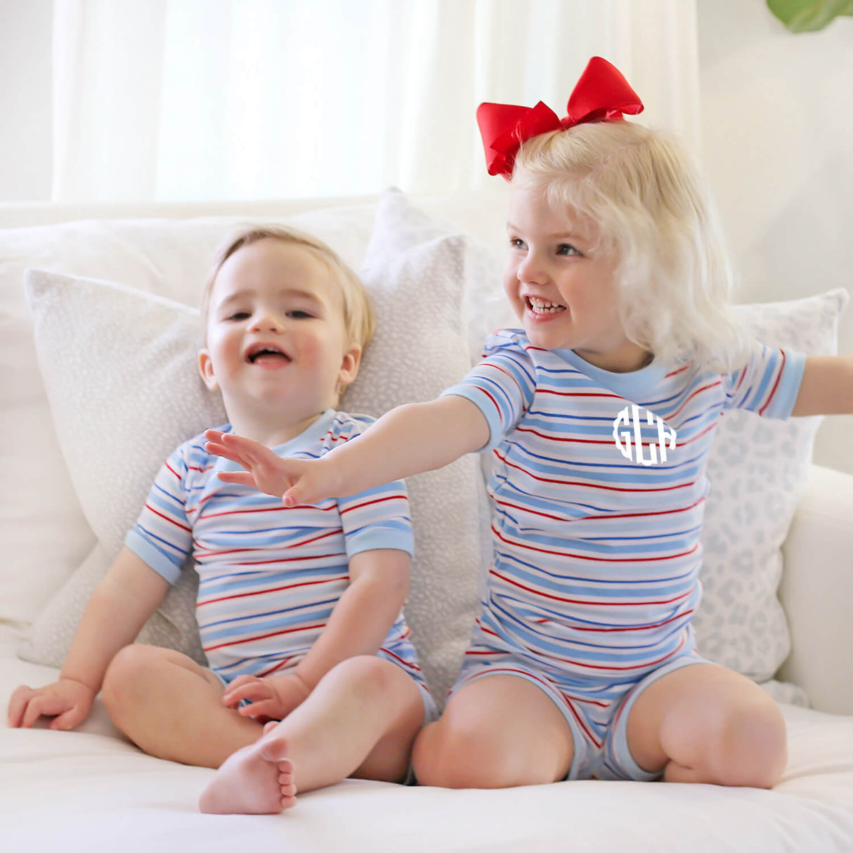 Patriotic Play Red & Blue Stripe Short Pajamas