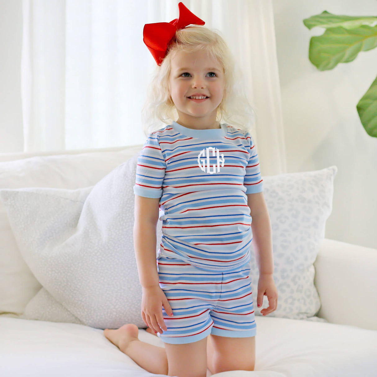 Patriotic Play Red & Blue Stripe Short Pajamas