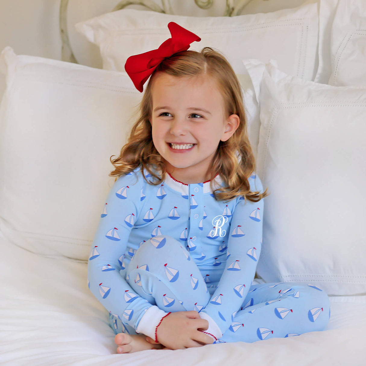 Blue Sailboat Henley Pajamas