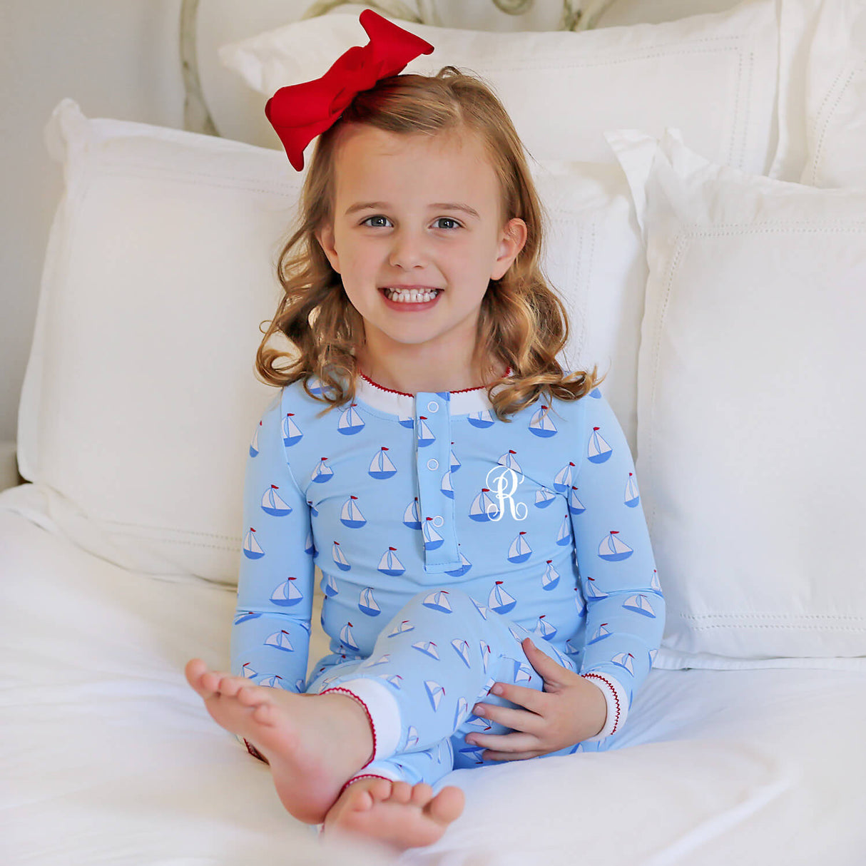 Blue Sailboat Henley Pajamas