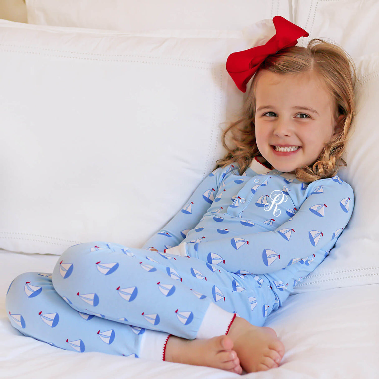 Blue Sailboat Henley Pajamas
