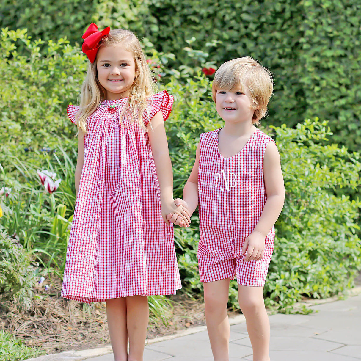 Red Seersucker Check Jon Jon