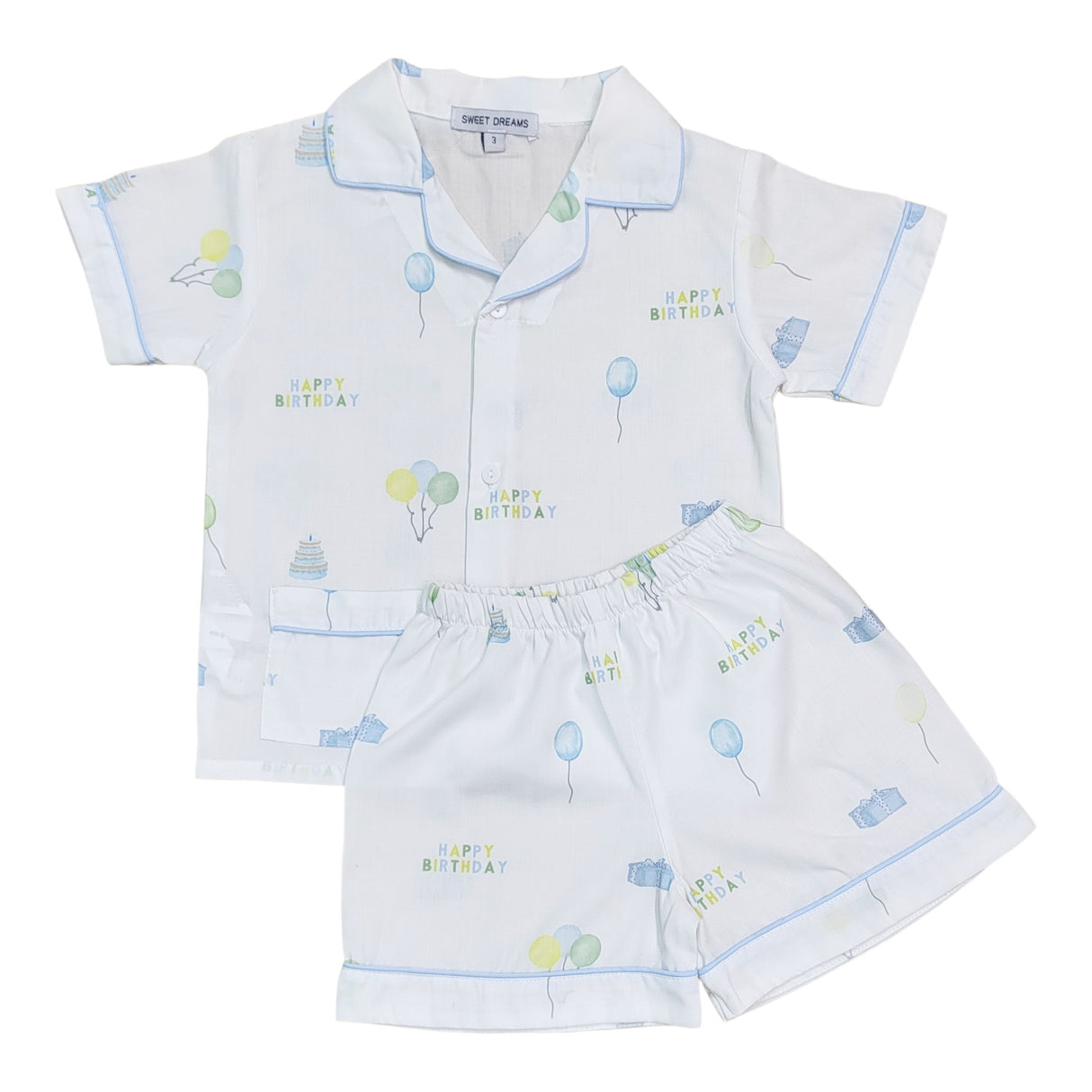 Happy Birthday Blue Short Pajamas
