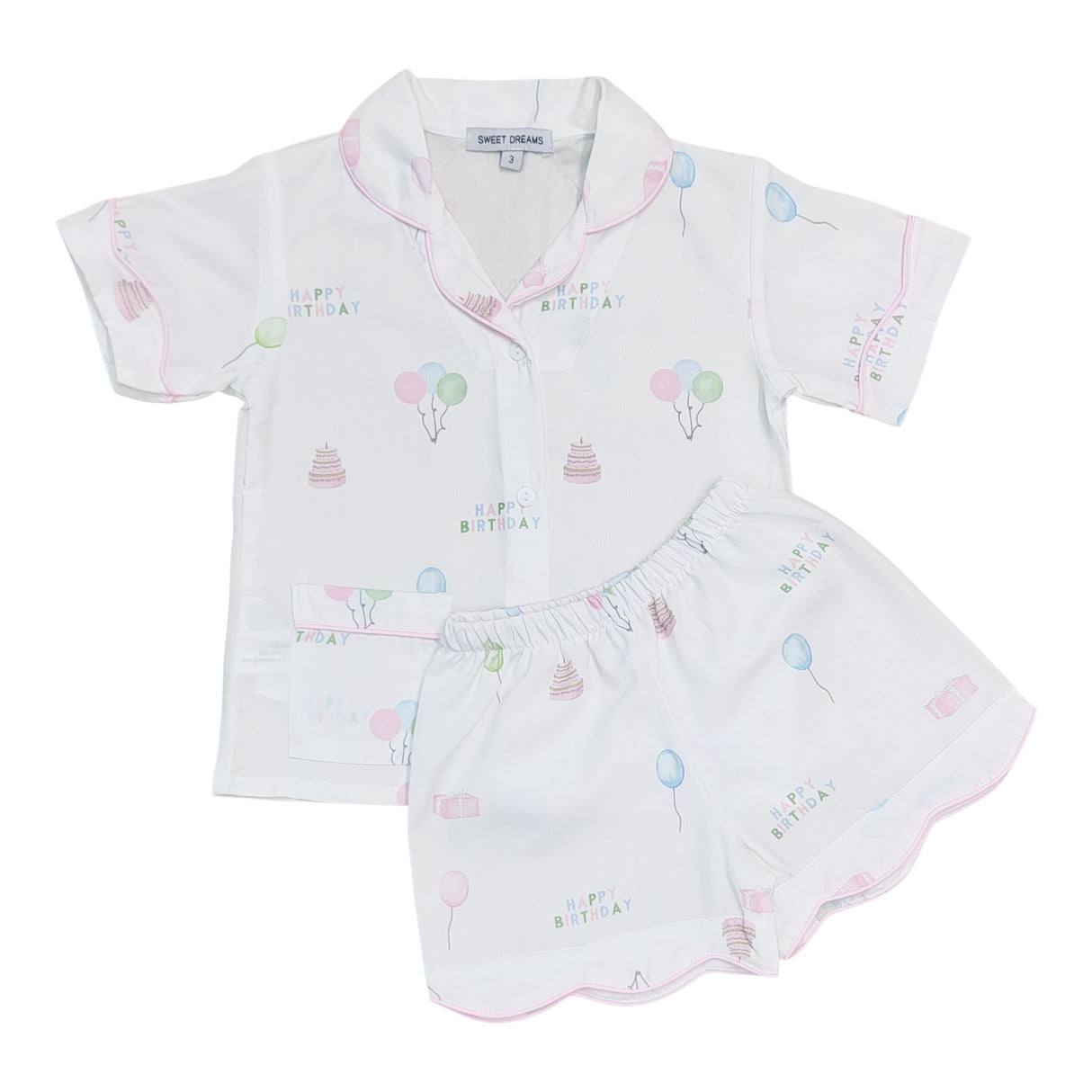 Happy Birthday Pink Short Pajamas