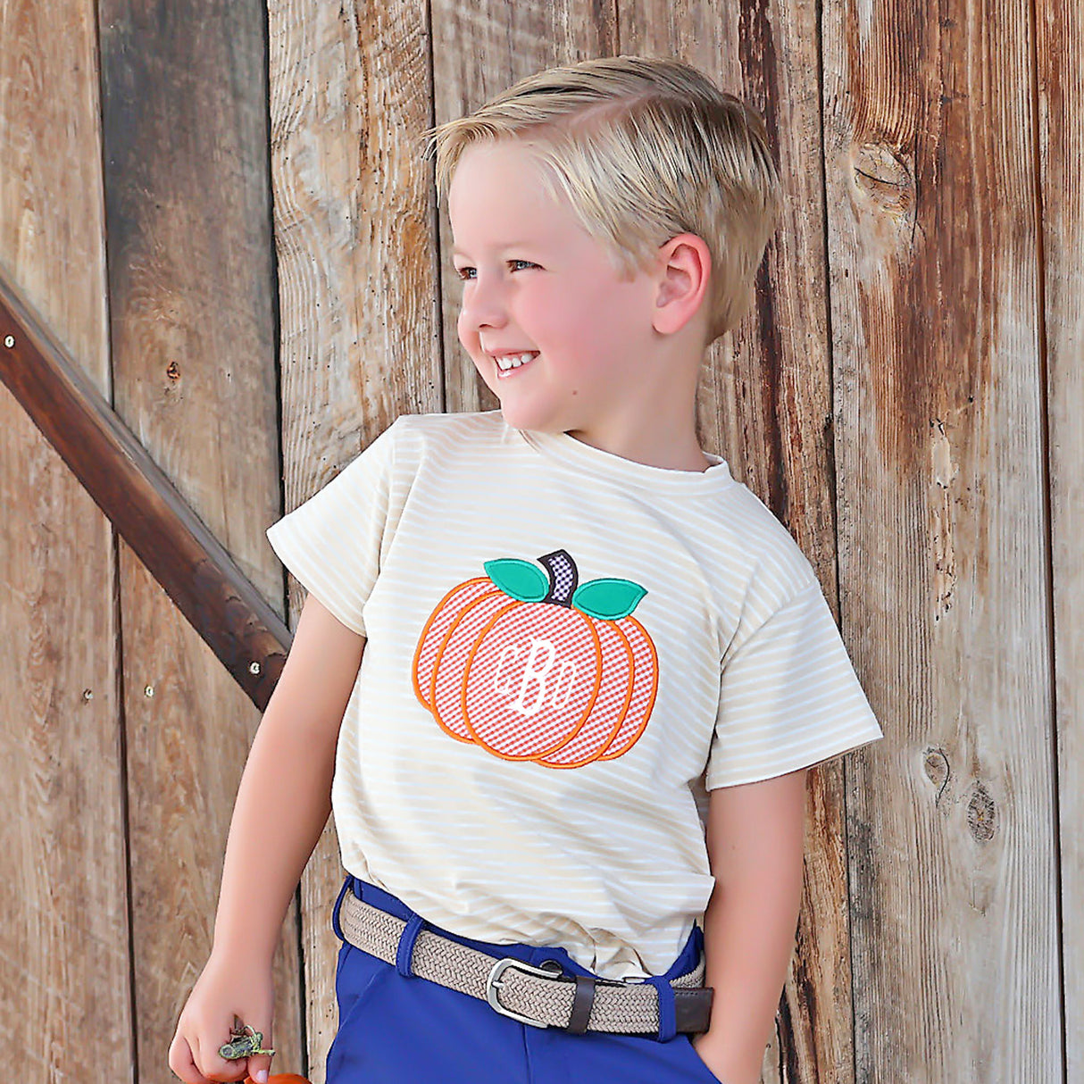 Sweet Pumpkin Tan Stripe Short Sleeve Shirt