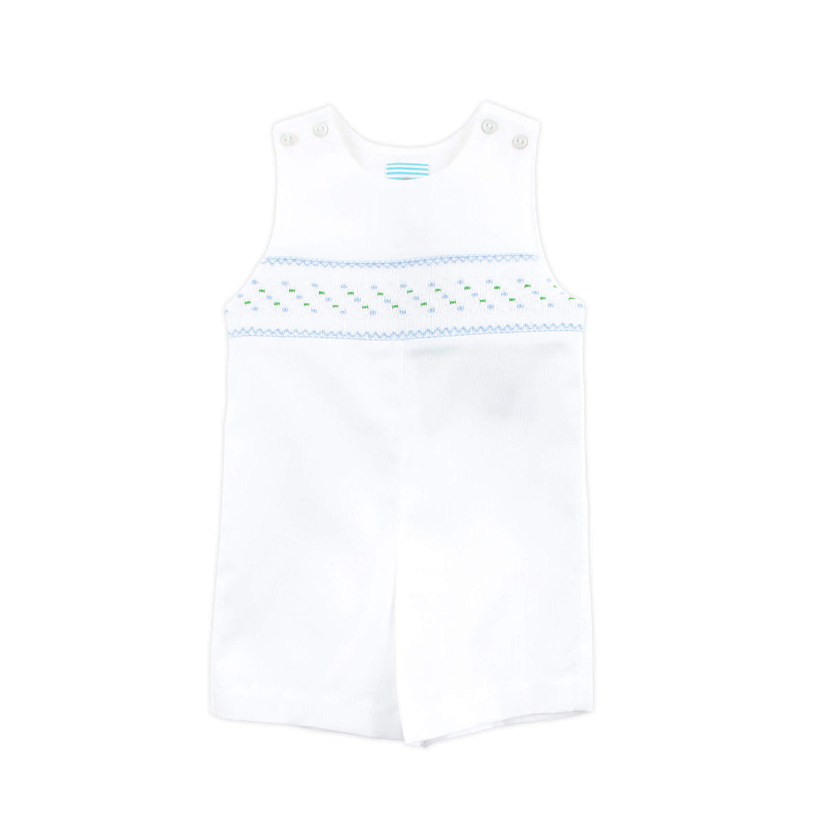 White Geometric Smocked Jon Jon