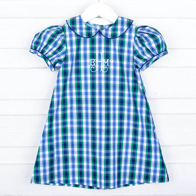 Plaid Navy and Green Sally Dress