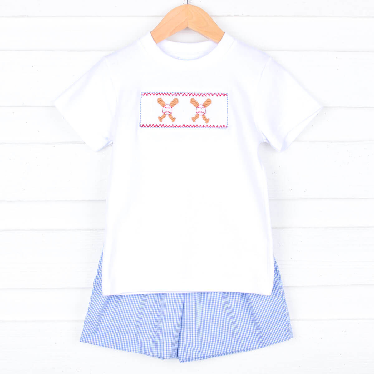 Grand Slam Baseball Smocked Boy Short Set