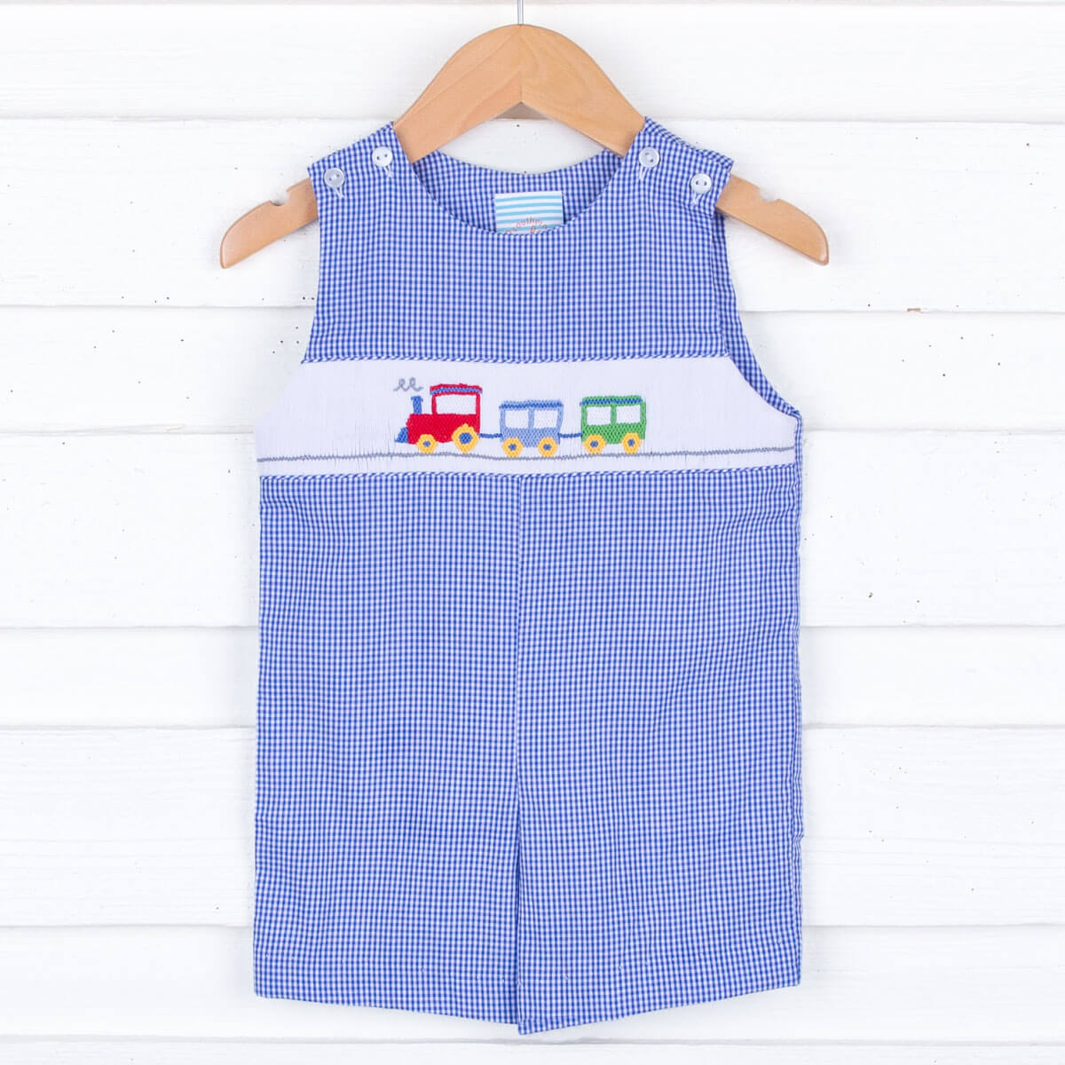 Choo Choo Train Smocked Blue Jon Jon