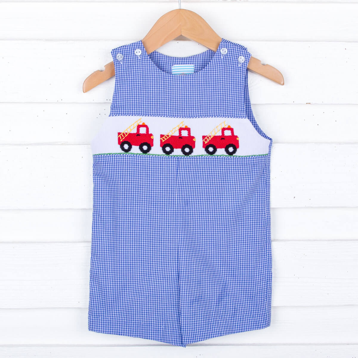 Fire Truck Smocked Royal Jon Jon