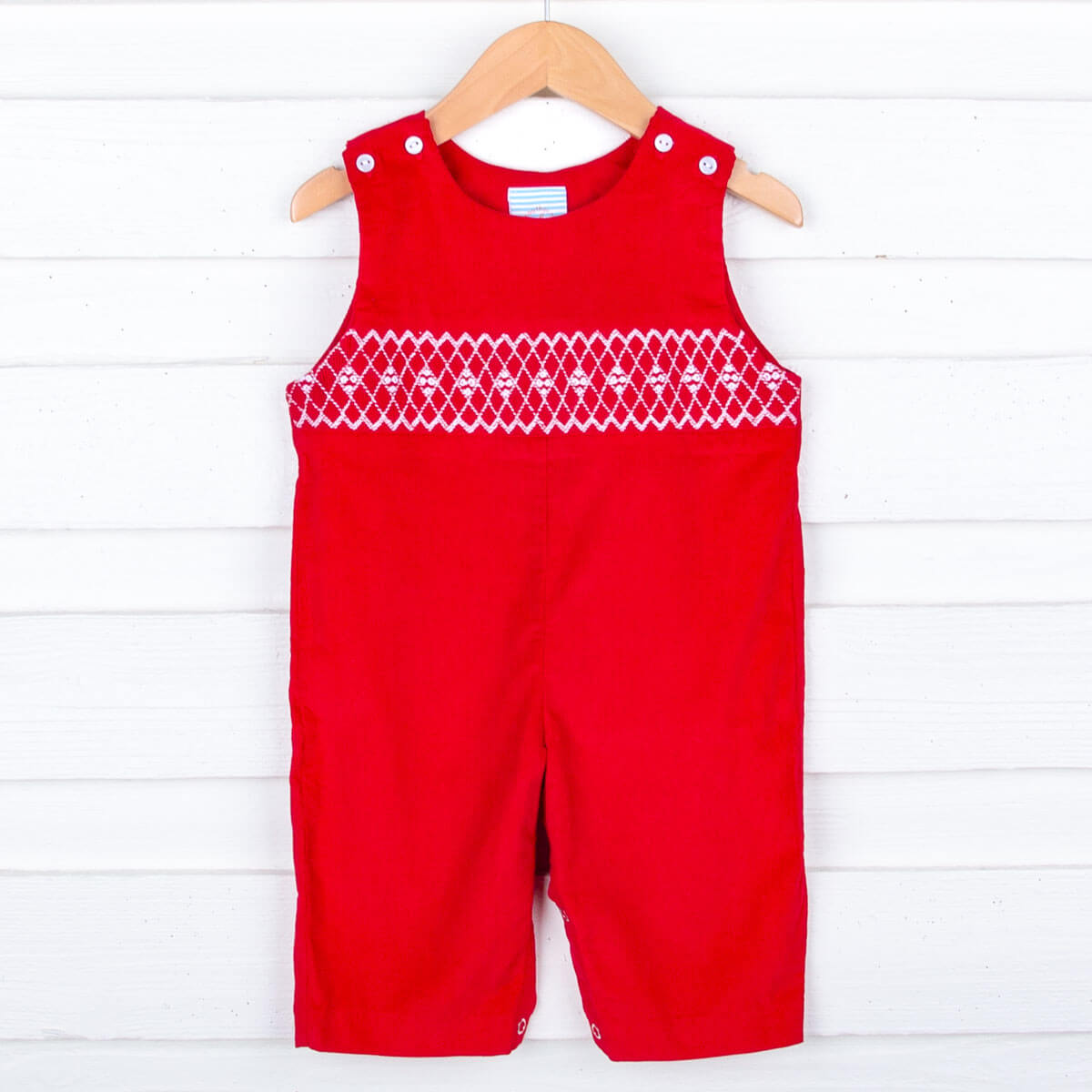 Red Corduroy Smocked Geo Longall