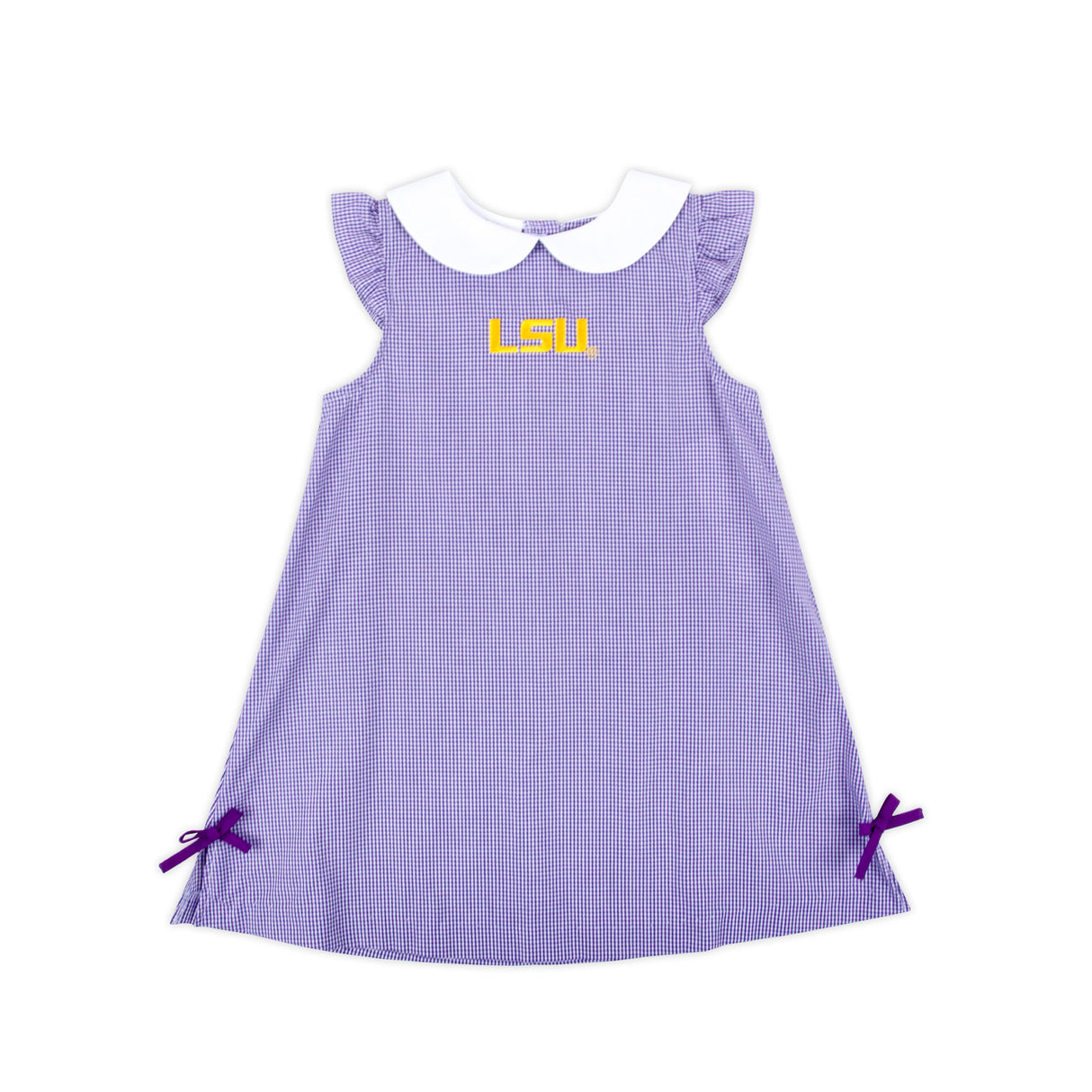 LSU Embroidered Purple Gingham Dress
