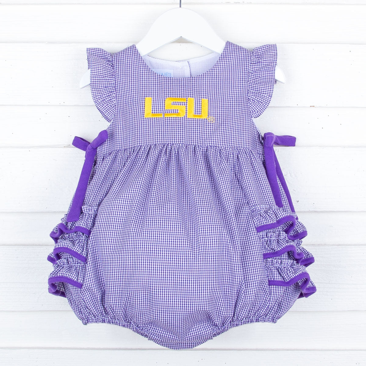 LSU Embroidered Purple Ruffle Bubble