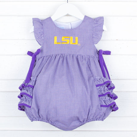 LSU Embroidered Purple Ruffle Bubble