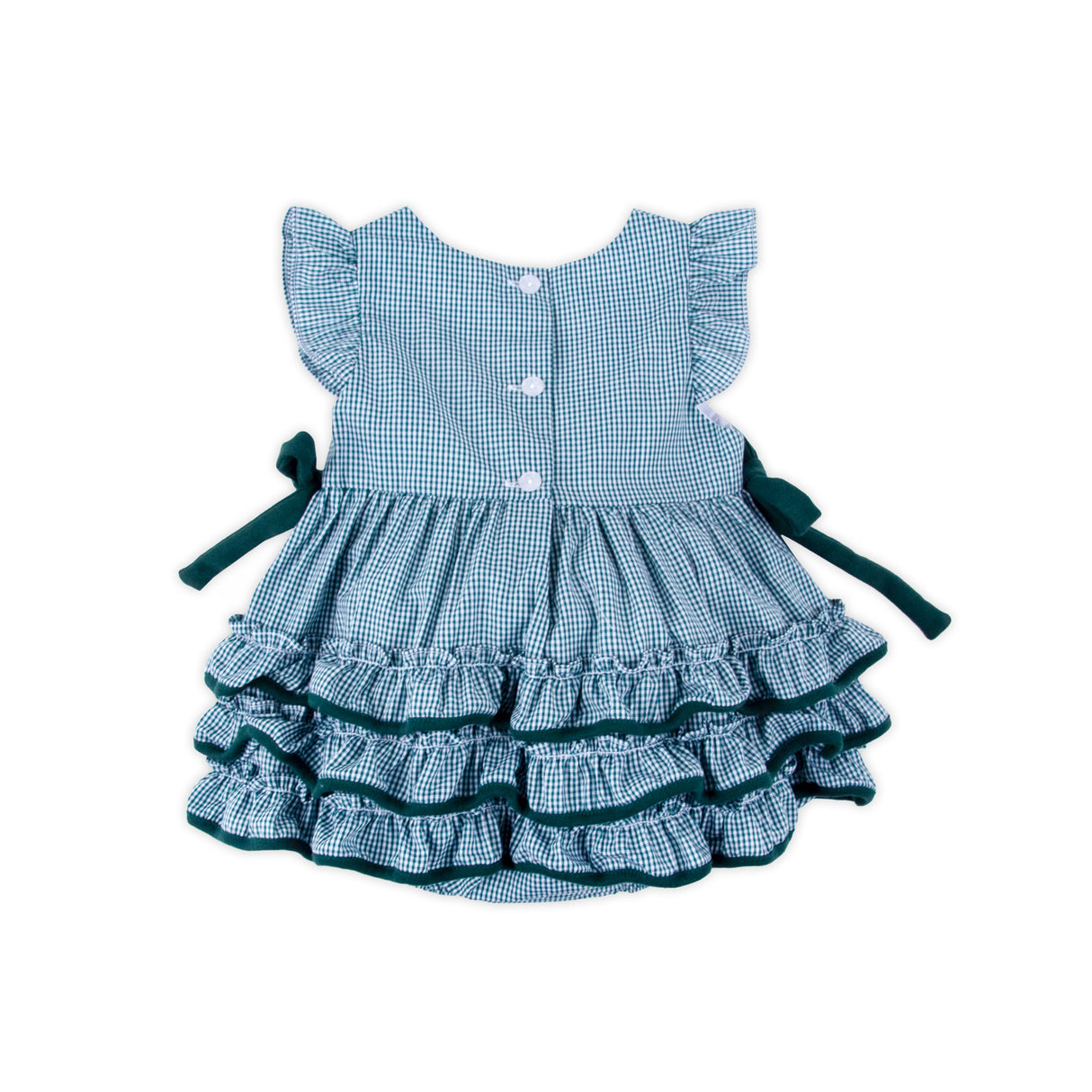 Baylor Embroidered Hunter Green Ruffle Bubble