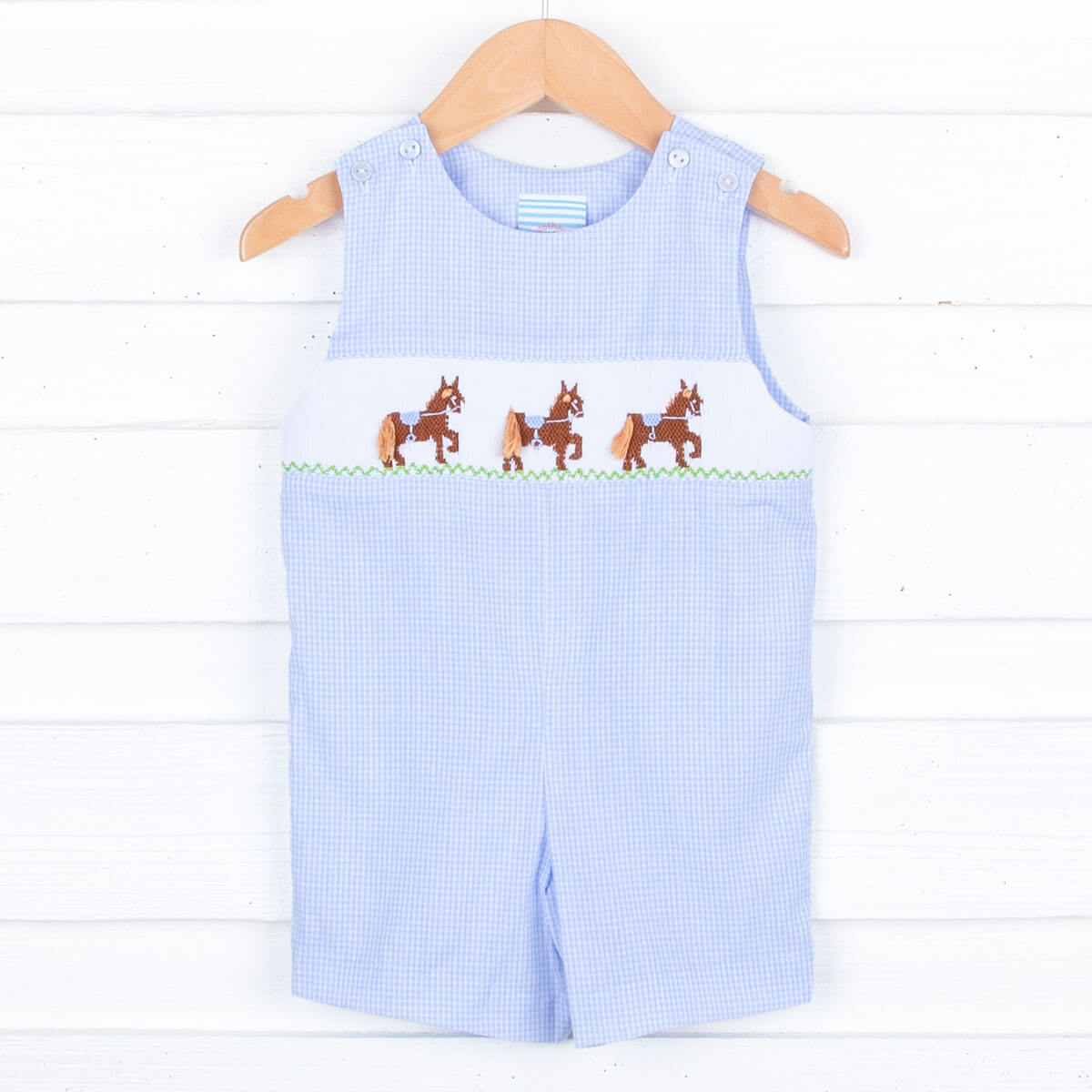 Horse Smocked Light Blue Jon Jon