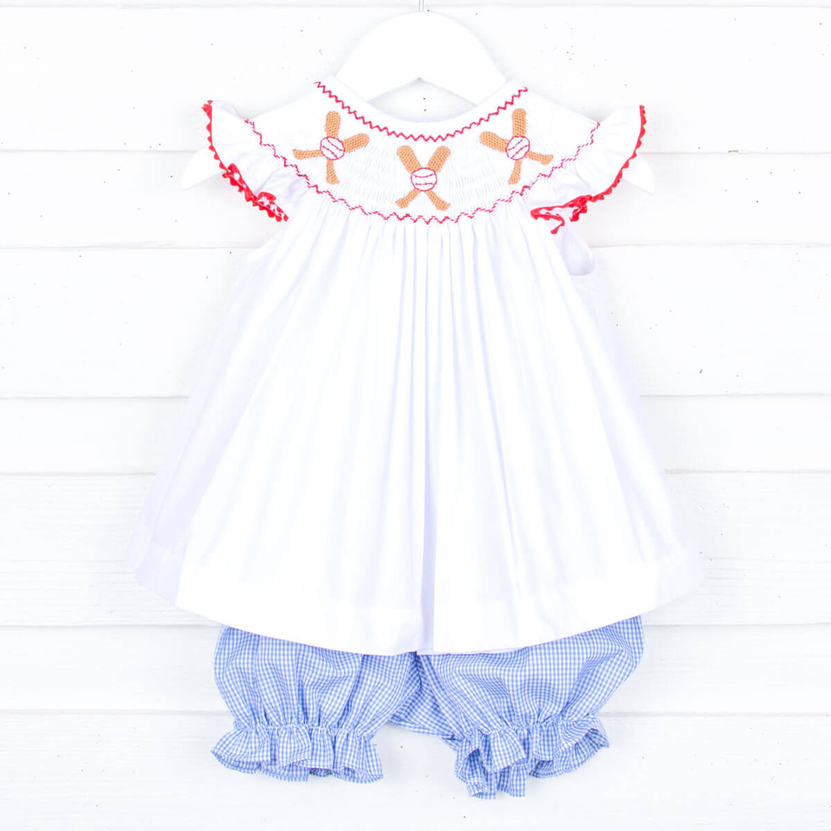 Grand Slam Baseball Smocked Bloomer Set