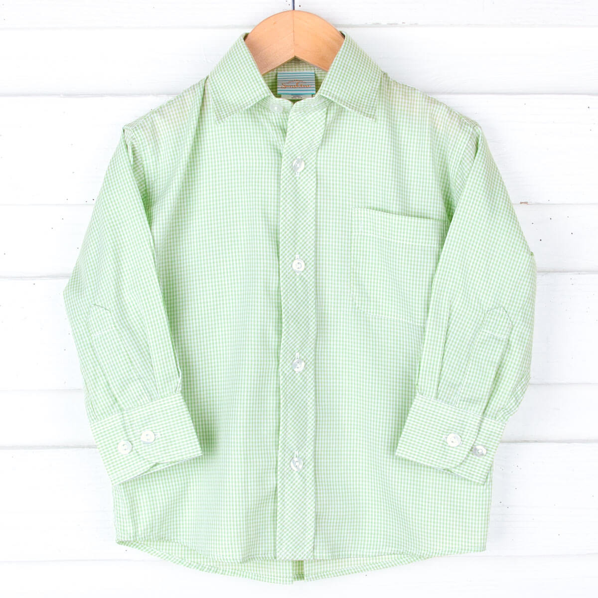 Light Green Gingham Button Down Shirt